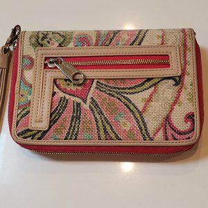 SPARTINA DAUFUSKIE ISLAND NATURAL LINEN & GENUINE LEATHER WRISTLET